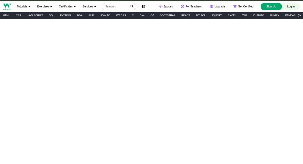 W3 School Navbar Screenshot